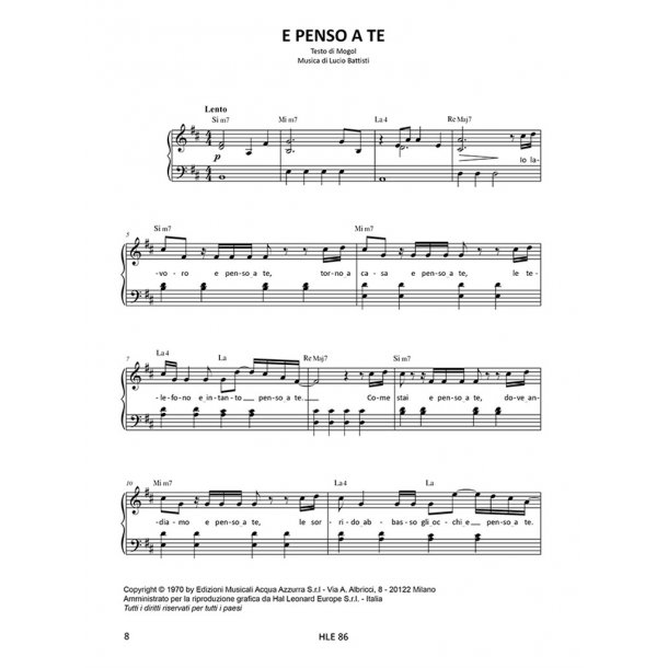 Lucio Battisti - 14 successi : per pianoforte facile